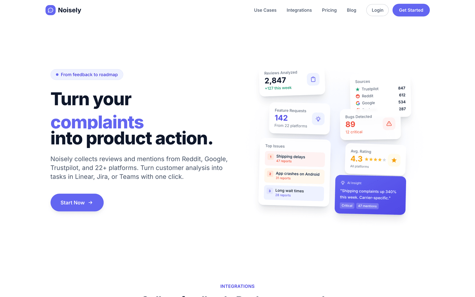 Website of SaaS platform Noisely, built by Timmermans Media