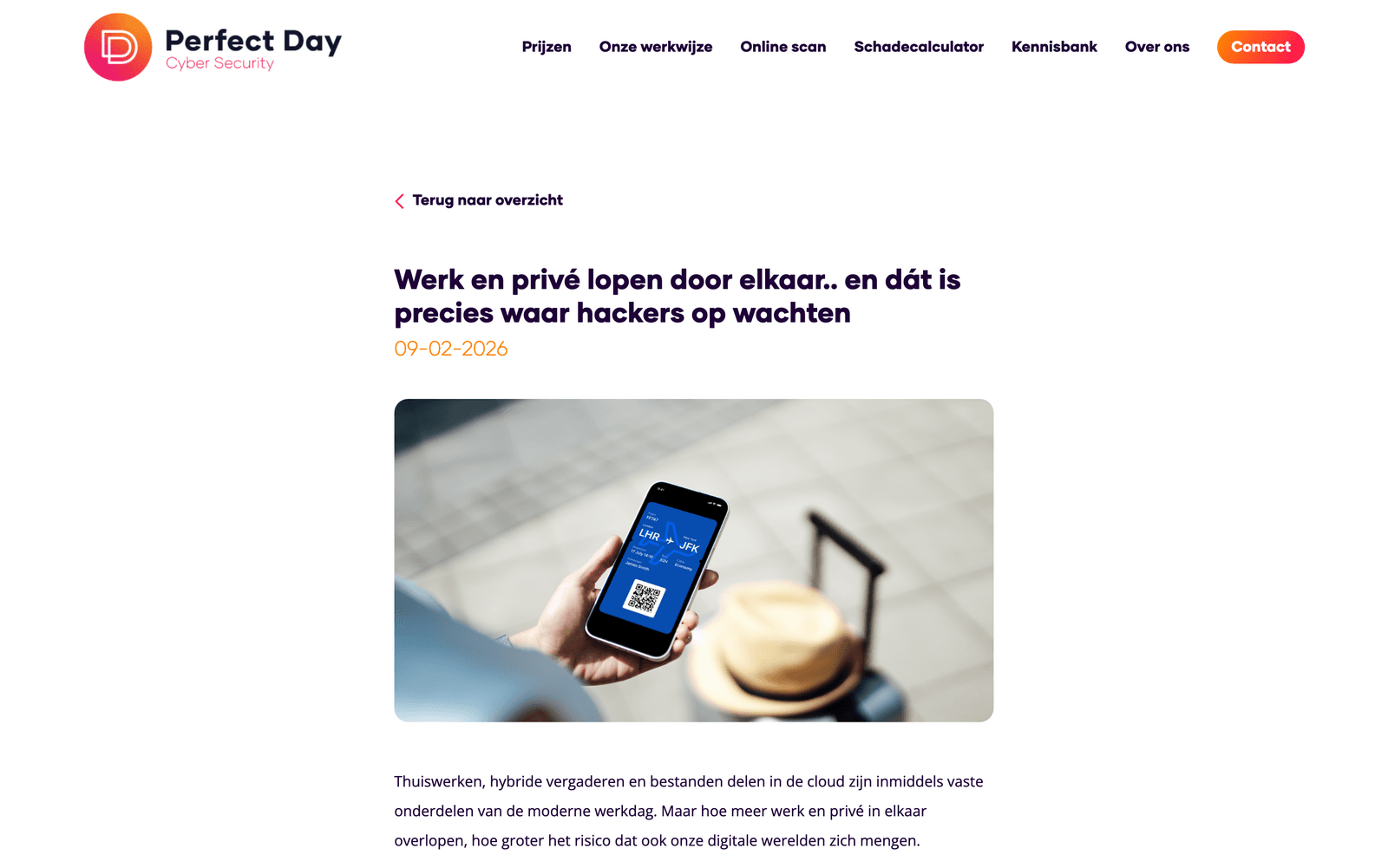 Article on using one device for work and personal life on perfectday.nl, written by Timmermans Media
